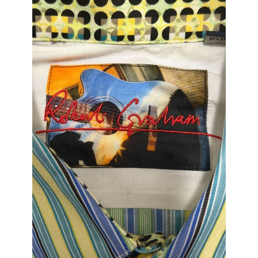 Robert Graham Shirt Mens Extra Large Striped Flip Cuff Classic Fit